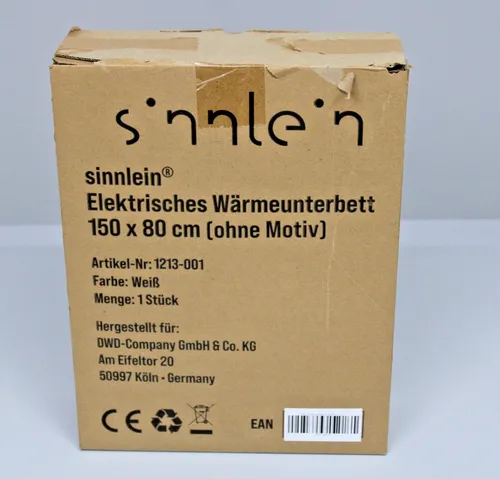 sinnlein Wärmeunterbett 150x80cm mit Abschaltautomatik - Elektrische Bettdecke mit 3 Temperaturstufen, integrierter Abschaltautomatik und weichem Vlies für gemütliche Winterabende und sicheren Schlaf.