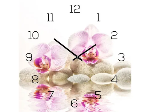 levandeo Wanduhr Alu-Dibond Rosa Orchidee in pink von Levandeo