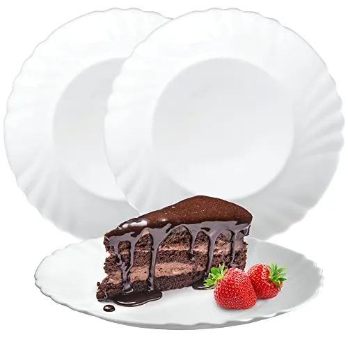 KADAX Dessertteller aus gehärtetem Glas, 3er Set, einfacher Teller, Kuchenteller, Salatteller, runder Frühstücksteller, Essteller, Spülmaschinenfest (∅ 20 cm, weiß)