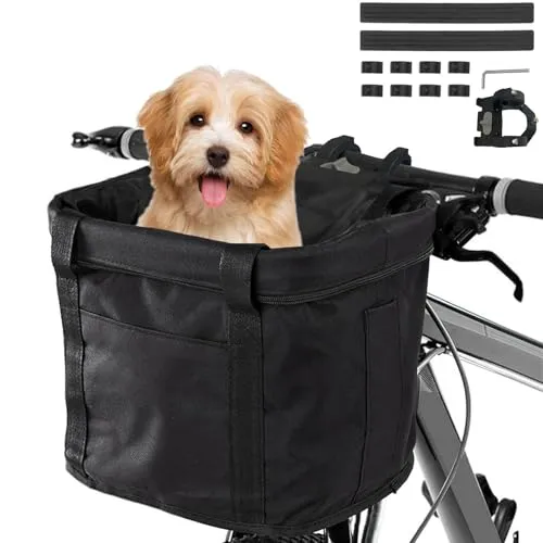Goldmiky Faltbarer Fahrradkorb für Hunde - Fahrradkorb für Hunde, wasserdicht mit abnehmbarem Design. Ideal für kleine Hunde, Einkäufe oder Picknicks. Stabiler Aluminiumrahmen für bis zu 11 Pfund.