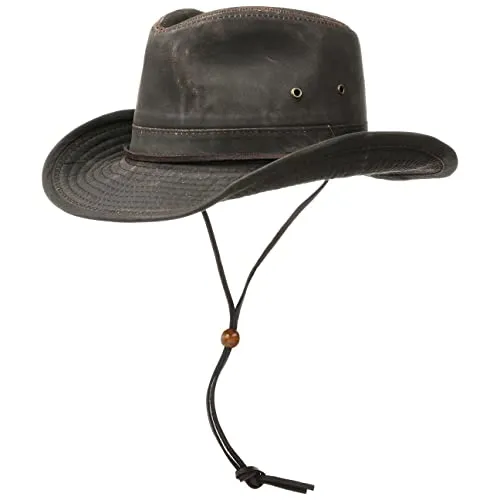 Dorfman Hat Co. Herren Cotton Outback Hut mit Kinnkordel, Braun, Large - Fedora & Trilby-Hüte für Herren – Atmungsaktiver und UV-schützender Outback-Hut mit verstellbarem Kinnriemen für maximalen Komfort und Schutz bei jedem Wetter.