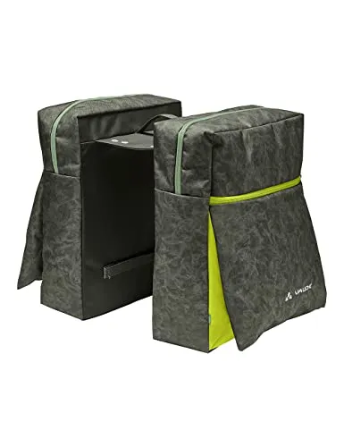 VAUDE TwinZipper - Fahrradtaschen khaki - Fahrradtaschen aus 100% recyceltem Polyester, klimaneutral und mit reflektierenden Elementen für mehr Sicherheit. Ideal für den urbanen Fahrrad-Alltag und einfach zu montieren.
