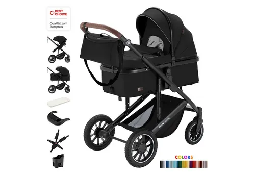 Daliya® Kombi-Kinderwagen FLEXI-PRO 2in1 Kinderwagen & Buggy, Reisekinderwagen, XXL Set, (10-tlg), modernes Design, Alu-Rahmen, Gummireifen, abnehmbare Gurte, UV 50+