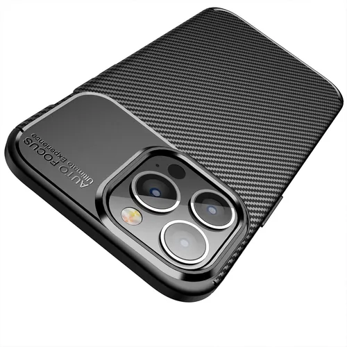 iPhone 15 Pro Max Hülle Schutzhülle Silikon TPU Slim Case Schwarz Carbon Optik