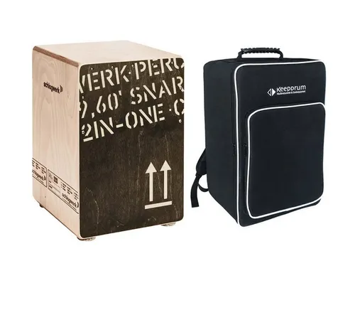 Schlagwerk Cajon CP 403 BLK 2inOne mit Tasche - Das 2inOne Snare Cajon Medium bietet ein innovatives Cajonbaukonzept mit 8-lagigem Birkenkorpus. Ideal für Musiker, die Komfort und vollen Sound genießen möchten. Inklusive praktischer Tasche für den Transport.
