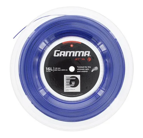 GAMMA Unisex-Erwachsene Jet Tennissaite, Blau (Spule) - Tennissaiten in 17 Gauge für optimale Kontrolle und Spin, ideal für ambitionierte Spieler, die ihre Leistung steigern möchten.
