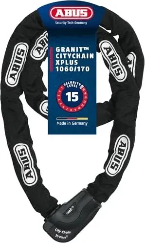 ABUS CityChain X-Plus 1060 170 - Hochsicheres Kettenschloss mit 10 mm dicker Kette, ideal für E-Bikes und hochwertige Fahrräder
