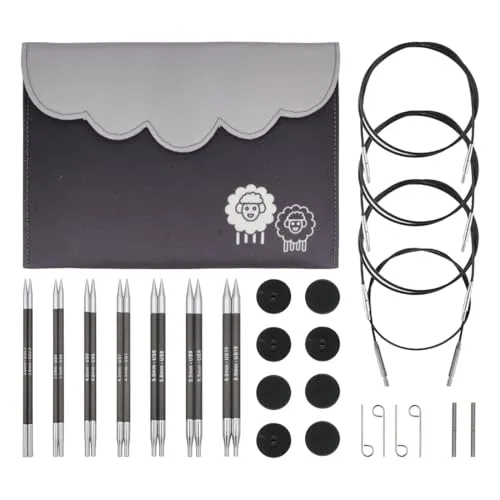 KnitPro Karbonz Midi Austauschbare Nadelspitzen Set 5