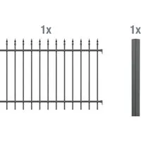 ALBERTS Zaun-Anbauset Chaussee, anthrazit, 100 cm - Sicher und stilvoll - Zäune & Tore - Modernes Zaunsystem mit geformten Spitzen für optimalen Schutz und hochwertige Kunststoffbeschichtung für Langlebigkeit.