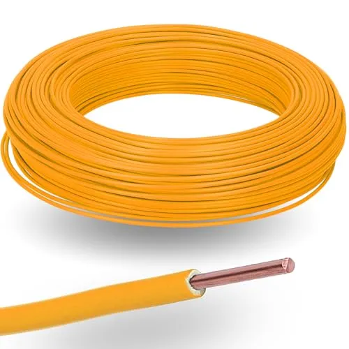 Meter Kalitec H07V-U 1x2,5 mm² orange I flammwidrige PVC Einzelader 2,5mm2 Litze starr aus Kupfer I 450/750 V I Verdrahtungsleitung eindrähtig für interne Verdrahtung von Maschinen und Leuchten 10