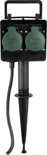 Erdspieß mit Gartensteckdose – 2 Steckdosen und 1,5 m Zuleitung - Steckdosen & Zubehör – Praktischer Erdspieß mit 2 Steckdosen für flexible Stromversorgung im Garten, ideal für Außenbereich und Veranstaltungen.