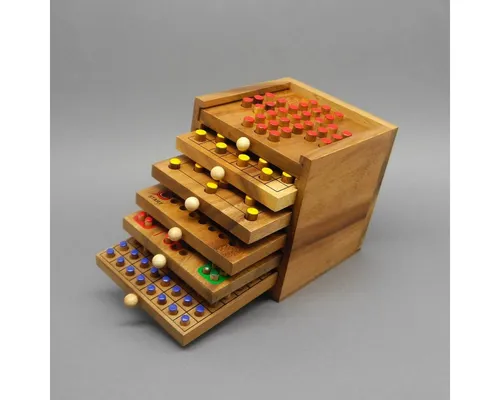 ROMBOL Tolle Spielesammlung - 6 verschiedene Holzspiele in praktischer Box, ideal für Familien und Geschenkanlässe