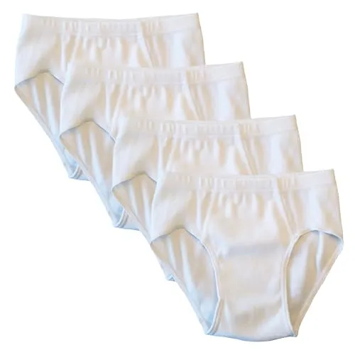 HERMKO 2850 4er Pack Jungen Slip einfarbig aus 100% Bio-Baumwolle mit Dehnbund, Farbe:weiß, Größe:104