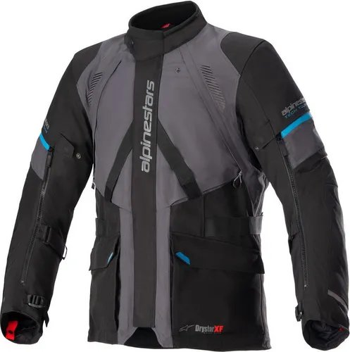 Alpinestars Monteira Textiljacke Drystar - Dunkelgrau/Schwarz/Blau - L - Motorradjacke mit Drystar®XF-Membran für optimalen Wetterschutz und Atmungsaktivität. Ergonomisches Design mit Belüftungsöffnungen und Schutzprotektoren für höchste Sicherheit und Komfort bei jeder Fahrt.
