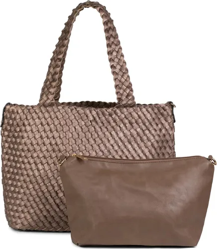 styleBREAKER XXL Wendetasche in Flecht-Optik - Braun, 2-in-1 Shopper Tasche - Handtaschen in großem XXL Format mit Wendefunktion und separater Innentasche für optimalen Stauraum. Ideal für modebewusste Damen, die Stil und Funktionalität schätzen.