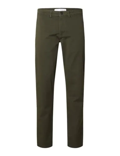 SELECTED HOMME Chinohose SLH175-SLIM NEW MILES FLEX PANT NOOS - Modische Herren-Chinohose in Forest Night, slim fit, knöchellang und aus pflegeleichtem Webstoff für vielseitige Outfits. Ideal für Freizeit und Büro.