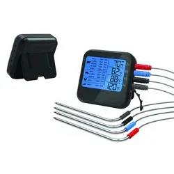 Tarrington House Grillthermometer aus Edelstahl - Präzises Grillthermometer mit Temperaturmessung von -29°C bis 300°C, inkl. 4 Edelstahl-Fleischsonden und beleuchtetem LCD-Display für optimale Lesbarkeit, ideal für Grillfans.