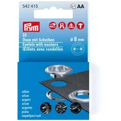 Prym Ösen mit Scheiben 8 mm silberfarbig