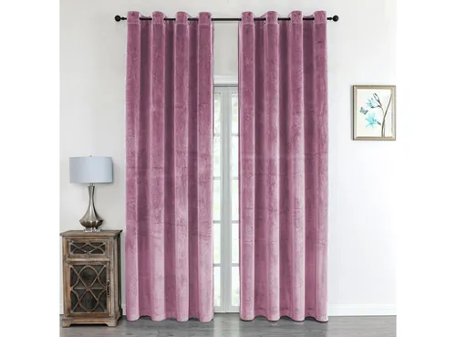 texpot Samtvorhang 140 x 245 cm - Verdunkelnd und Wasserabweisend in Rosa - Gardinen mit Ösen, perfekt für einen stilvollen und gemütlichen Raum, bieten Sichtschutz und sind pflegeleicht bei 30 Grad.