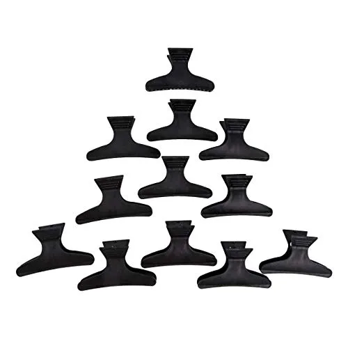 Ponik's Schmetterlings-Haarspangen, Kunststoff, Haarspangen - 12 Stück, schwarz, 8 cm