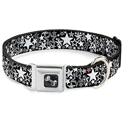 Buckle-Down 45,7–81,3 cm Stargazer schwarz/weiß Halsband Bone, breit groß
