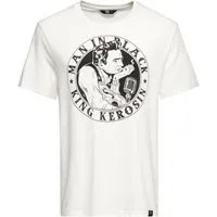 King Kerosin Herren T-Shirt Man in Black – Weiß - Stylisches Herren T-Shirt aus hochwertiger Baumwolle mit coolem Frontprint. Ideal für lässige Outfits und perfekt kombinierbar mit Lederjacke und Jeans. Hochwertige Verarbeitung für besten Tragekomfort.