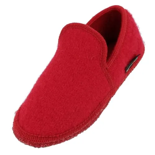 HAFLINGER Loafer Pantoffel Slipper aus Wolle Hausschuh unisex Rot (Ziegelrot 85), Gr. 40 - Klassische Loafer Pantoffeln aus reiner Schurwolle für warmen Tragekomfort. Die rutschfeste Filzsohle sorgt für Sicherheit und Wohlbefinden. Ideal für entspannte Stunden zu Hause.