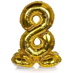 Folat 64708 - Folienballon Zahl 8 in Gold, ca. 81 cm hoch, wiederverwendbar und perfekt für jede Feier