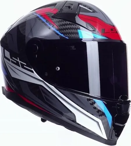 LS2 FF811 Vector II Carbon Savage Helm in Weiß/Blau/Rot, XL (61/62) - Sportlicher Integralhelm aus leichtem Carbon für ultimativen Tragekomfort. Mit integrierter Sonnenblende und kratzfestem Visier, ideal für Stadt und lange Touren. Atmungsaktives Innenfutter sorgt für angenehmes Tragegefühl.