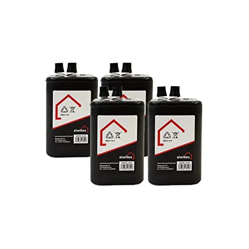 4X siwitec Blockbatterie Typ 4R25 6V 7Ah und Einer Batteriedauer von ca. 600 Stunden, Batterie für Baustellenleuchte, Warnlampe und Campingleuchten