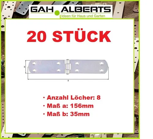 Stück Kistenband Höhe 156 mm Breite geöffnet 35 mm Stärke 2 mm Stahl verzinkt 20