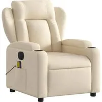 vidaXL Massagesessel Elektrisch Creme Stoff - Bequemer elektrischer Massagesessel mit 6 Massagepunkten und automatischer Liegefunktion, ideal für entspannende Momente.