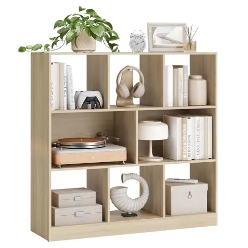 VASAGLE Bücherregal LBC52NL - Bücherregal mit 8 offenen Fächern in verschiedenen Größen, vielseitig verwendbar (horizontal, vertikal, kopfüber) und ideal für Wohnzimmer, Arbeitszimmer oder Büro.