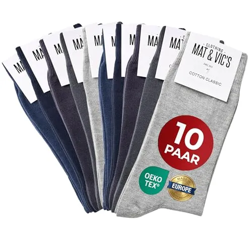 Mat & Vic's Socken – Made in Europe, Jeans Colors, 39-42, 10 Paar