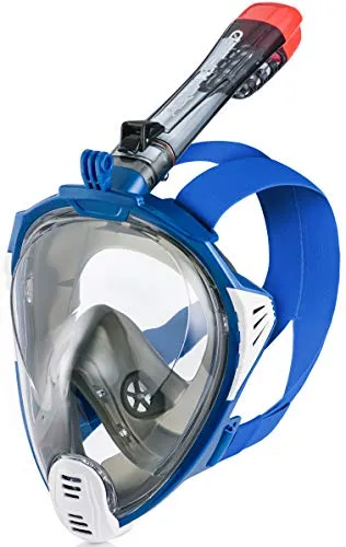 Aqua Speed Vollgesichtsmaske mit Kamerahalterung für Erwachsene I Tauchermaske Schnorchel I Full Face Schnorchelmaske I Schwimmen I + Mikrofaser Handtuch I Gr. L-XL, 16.Blau/Schwarz I Drift