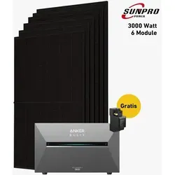 Balkonstrom Balkonkraftwerk 3000W mit Speicher - Anker 3 Pro Komplettset - Balkonkraftwerk mit 3000 W, 6 bifazialen Solarmodulen und Anker SOLIX Solarbank 3 E2700 Pro. 2,7 kWh Kapazität, intelligentes Energiemanagement per App und 25 Jahre Produktgarantie.