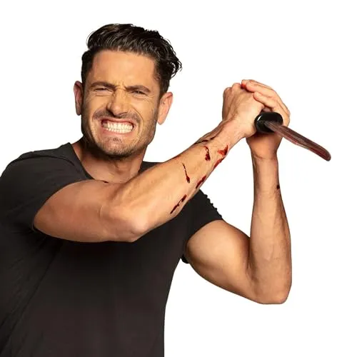 Boland 71992 - Blutiges Messer, Länge circa 33 cm, Säbel mit Blut aus Kunststoff, Killer, Psycho, Karneval, Mottoparty, Halloween