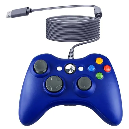 OSTENT Kabelgebundener USB Controller Gamepad Joystick für Microsoft Xbox 360 Konsole Windows PC Laptop Computer Videospiel Farbe Blau