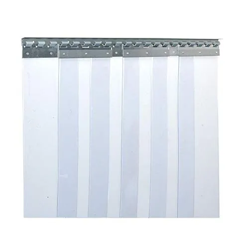 PVC-Streifenvorhang Industrie-Streifenvorhang 3x300mm, BxH 2,00x2,50m, transparent, komplett vormontiert, verzinkt, wetterfest, spritzwassergeschützt