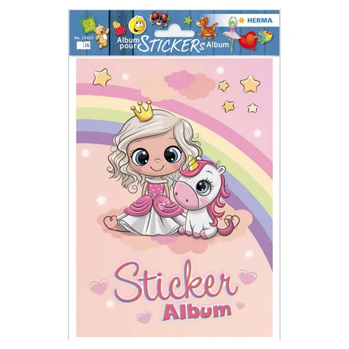 HERMA 15423 Stickeralbum - A5 Prinzessin, wiederverwendbares Stickerbuch mit beschichteten Seiten für kreatives Sammeln und Tauschen
