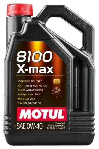 Motul 8100 X-max 0W40 5L - Hochleistungsmotoröl - Vollsynthetisches Motoröl für optimale Leistung und Schutz, ideal für anspruchsvolle Motoren und verschiedene Fahrzeugtypen.