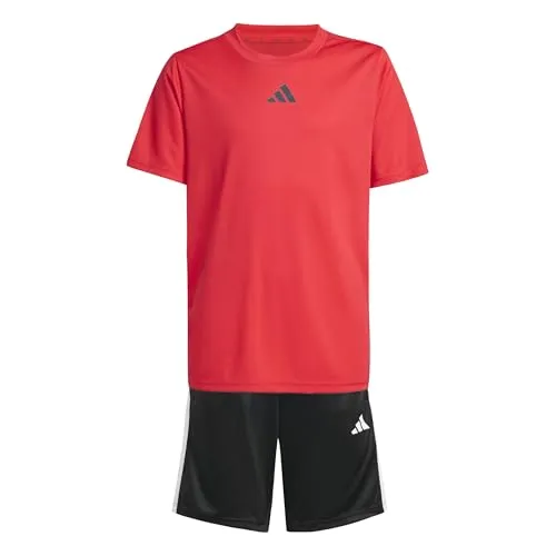 adidas Performance T-Shirt Kinder Set J TR-ES 3S SET rot 128 EU - Trainingsbekleidung für Kinder, ausgestattet mit Climacool-Technologie für optimale Belüftung und Komfort beim Sport.