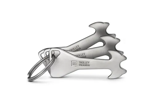 FABACH Schlüsselanhänger Trolley Piranha Silber Einkaufswagenlöser Einkaufswagenchip (3-tlg)