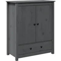 vidaXL Highboard Grau 83x41,5x100 cm aus Massivholz Kiefer - Elegantes Highboard aus massivem Kiefernholz mit rustikaler Optik, bietet durch 2 Fächer und 1 Schublade reichlich Stauraum für eine ordentliche Einrichtung.