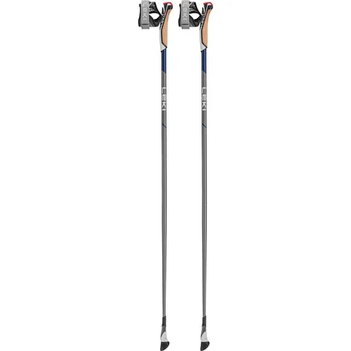 Leki Smart Flash Nordic Walking Stöcke - 125 - hellgrau - Wanderstöcke aus 70% Carbon mit innovativem Nordic Shark Griff für optimale Kontrolle. Die Smart Tip 2.0 ermöglicht schnelles Wechseln zwischen Gummipuffer und Hartmetallspitze für sicheren Halt in jedem Gelände.