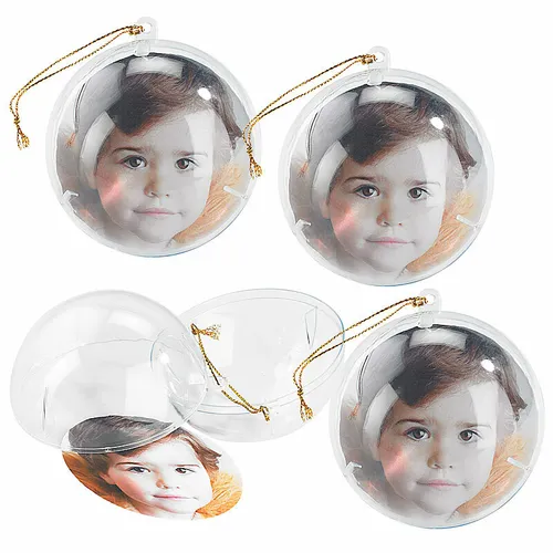 Produktbild Your Design Fotokugel: 4er-Set transparente Weihnachtsbaum-Kugel für Ihre Fotos
