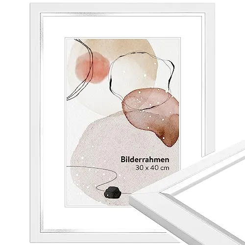 WANDStyle Bilderrahmen 15x21 Weiß, moderner Bilderrahmen Holz, hochwertiger Holzbilderrahmen, Posterrahmen zum Aufhängen und Aufstellen, Rahmen 21x15 cm, Fotorahmen H490 - Made in Germany