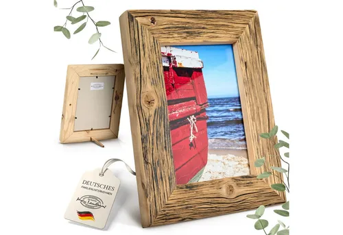 Mein Landhaus Bilderrahmen aus Alt-Holz - Vintage Unikat 10X15 - Wand- & Tischbilderrahmen im nostalgischen Landhausstil, handgefertigt aus echtem Alt-Holz. Ideal für einzigartige Wand-Dekoration im Retro-Look.