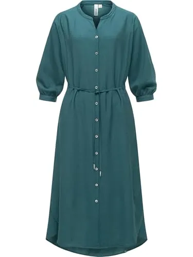 Ragwear Damen Langarm-Midikleid Trea Dress mit Taillengürtel