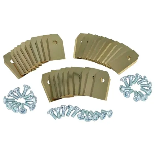 vhbw 30x Ersatz-Messer kompatibel mit Husqvarna 320, 265ACX, 305, 308, 310, 315 Rasenmäher - Ersatzklinge Silber Gold, Titan-Apatit
